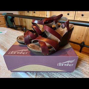 Dansko leather strap wedge sandals